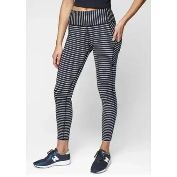Athleta Stripe Contender 7/8 Tight in Powerlift Blue White Stripe Med - Picture 1 of 14